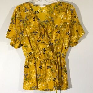 Sienna Sky Granny Floral Exaggerated Ruffled‎ Peplum Top